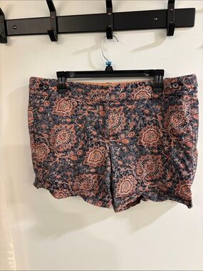 Ann Taylor Paisley Print Shorts - Navy & Coral